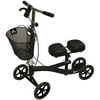 Roscoe Medical Knee Walker Scooter with Basket and Padded Seat, Black