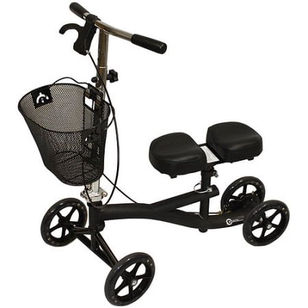 Roscoe Medical Knee Walker Scooter with Basket and Padded Seat, Black ...