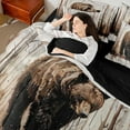 thumbnail image 4 of Manfei Vintage Bear Twin Bedding Sets 7pcs, Woodland Animal Bedding Comforter Set, Grunge Watercolor Wildlife Sheet Sets, Ultra Soft Home Decor, 4 of 8