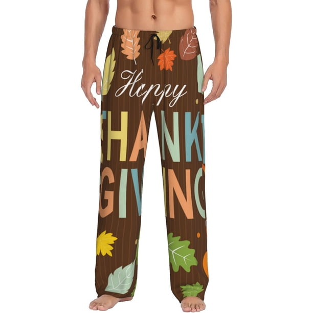 Balery Happy Thanksgiving With Gnome Pantalones de pijama para hombre, pijama ultraligero, pantalón de descanso-Small