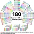 thumbnail image 4 of 360 Pack Paint Gel Pens Set, Shuttle Art 180 Colors Gel Pen Set Plus 180 Color Refills for Adult Coloring Books Doodling Drawing Art Markers, 4 of 9