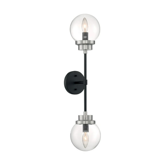 60/7132 Nuvo Lighting Axis - 2 Light Wall Sconce-Matte Black/Brushed Nickel Finish