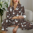 thumbnail image 6 of Pofeuu cartoon geese Print Womens Pajamas Set Long Sleeve Sleepwear Button Down Nightwear Soft Pj Lounge Sets Button Down Pajamas Women-X-Large, 6 of 7