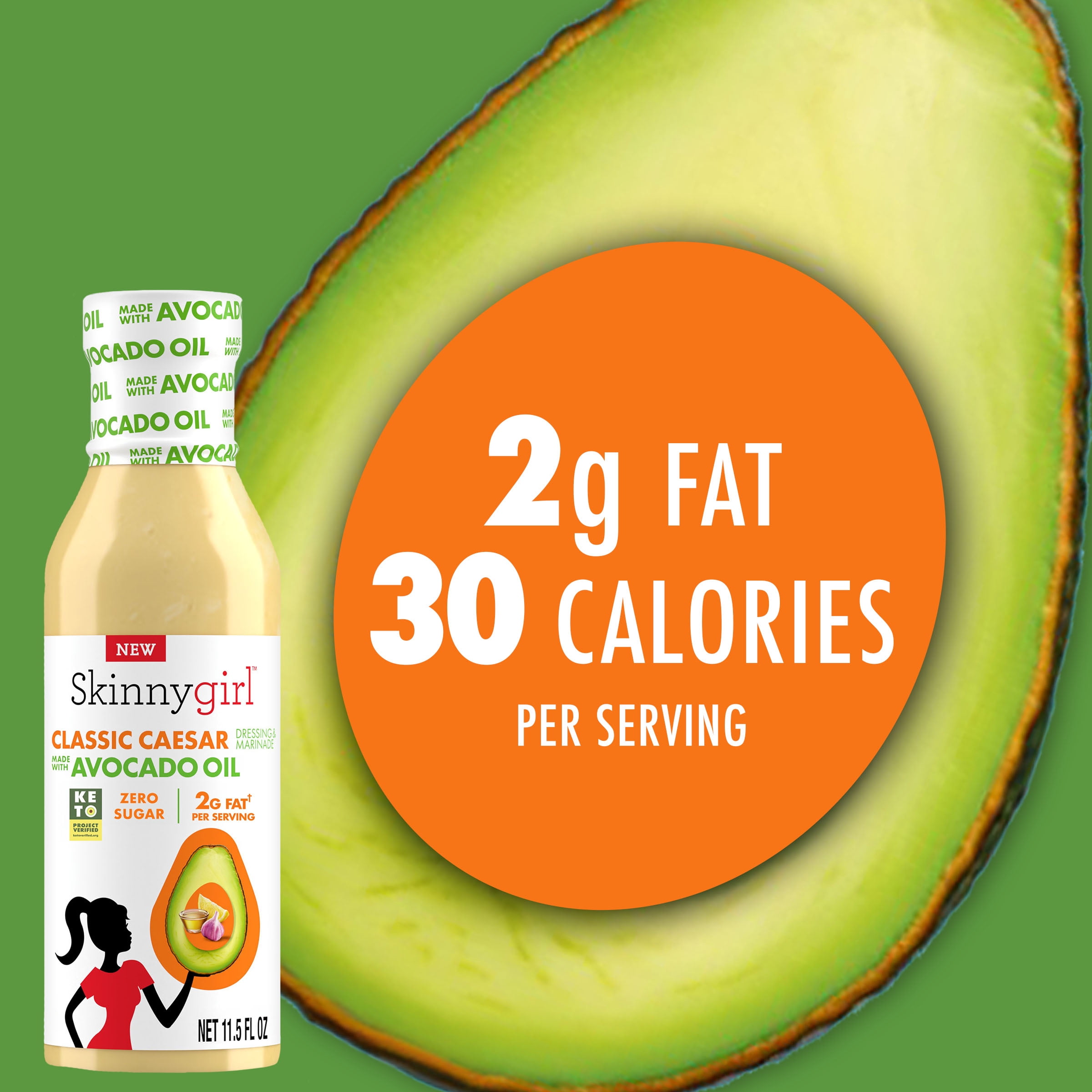 (3 pack) Skinnygirl Avocado Oil Classic Caesar Dressing, Gluten Free, Avocado Oil Based, 11.5 fl oz