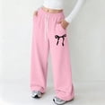 thumbnail image 2 of NIEWTR Girls Wide Leg Casual Joggers Loose Fit Lounge Sweatpants Elastic Waist Drawstring with Pockets Comfortable Spring Pants（A01-Pink,13-14 Years), 2 of 4