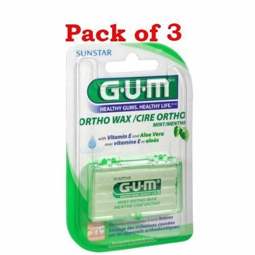 Sunstar Gum Orthodontic Wax/ Cire PreCut Vitamin E Relief, 1ct, 3Pack