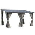 thumbnail image 5 of YODOLLA 14' x 10' Hardtop Gazebo Outdoor Lean to Gazebo with Netting and Curtain Aluminum Metal Pergola ​For Garden, Patio, Backyard-​Dark ​Gray, 5 of 9