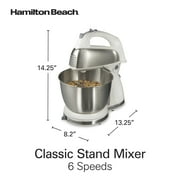 Hamilton Beach Classic Stand and Hand Mixer Combo for Kitchen, 4 Quart, 6 Speeds with Quick Burst, White