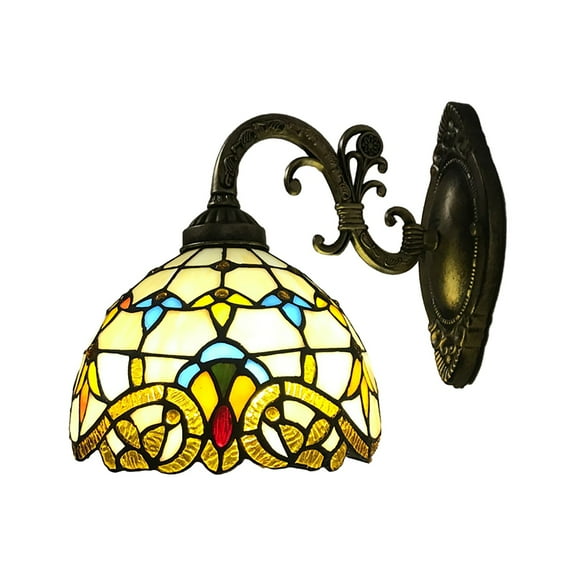 TFCFL Retro Stained Glass Wall Lamp Tiffany Style Wall Sconce Light Fixture For Living Room Bedroom