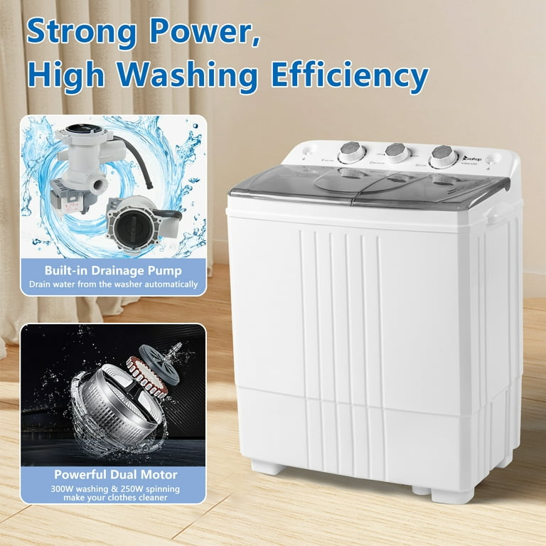 Portable Washing Machine Compact Washer and Dryer 13lbs Twin Tub Washing  Machine and Dryer (Grey)