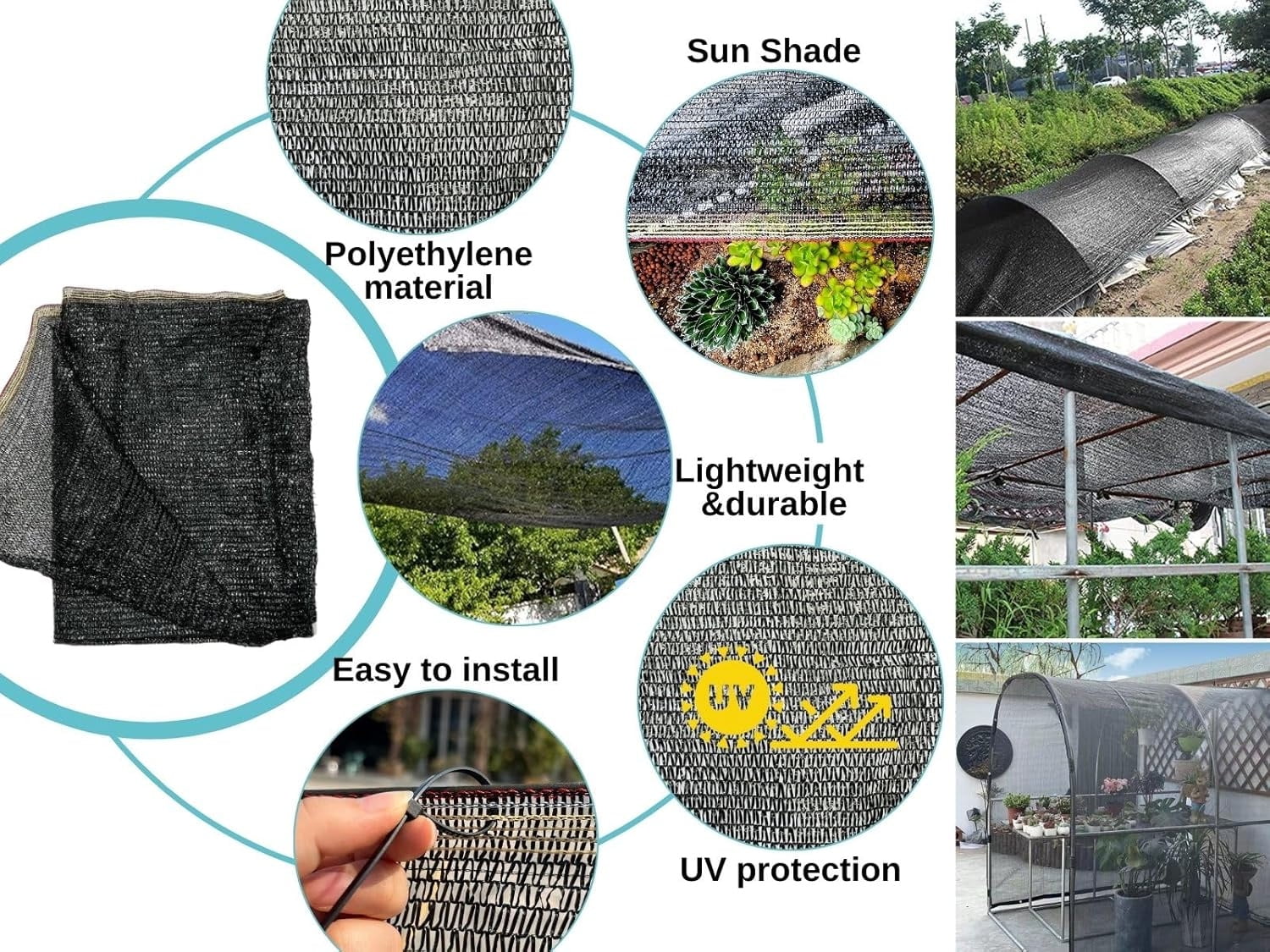 Shade Cloth for Garden,Bexikou 55% 6.5x16.4ft Mesh Tarp, Sunblock Plants Cover for Vegetables, Greenhouse, Raised Bed,Pets,Chicken Coop, Black