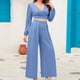 thumbnail image 3 of Conjunto de 2 piezas a juego para mujer elegante top y pantalones de pierna recta traje de chándal de otoño, 3 of 9