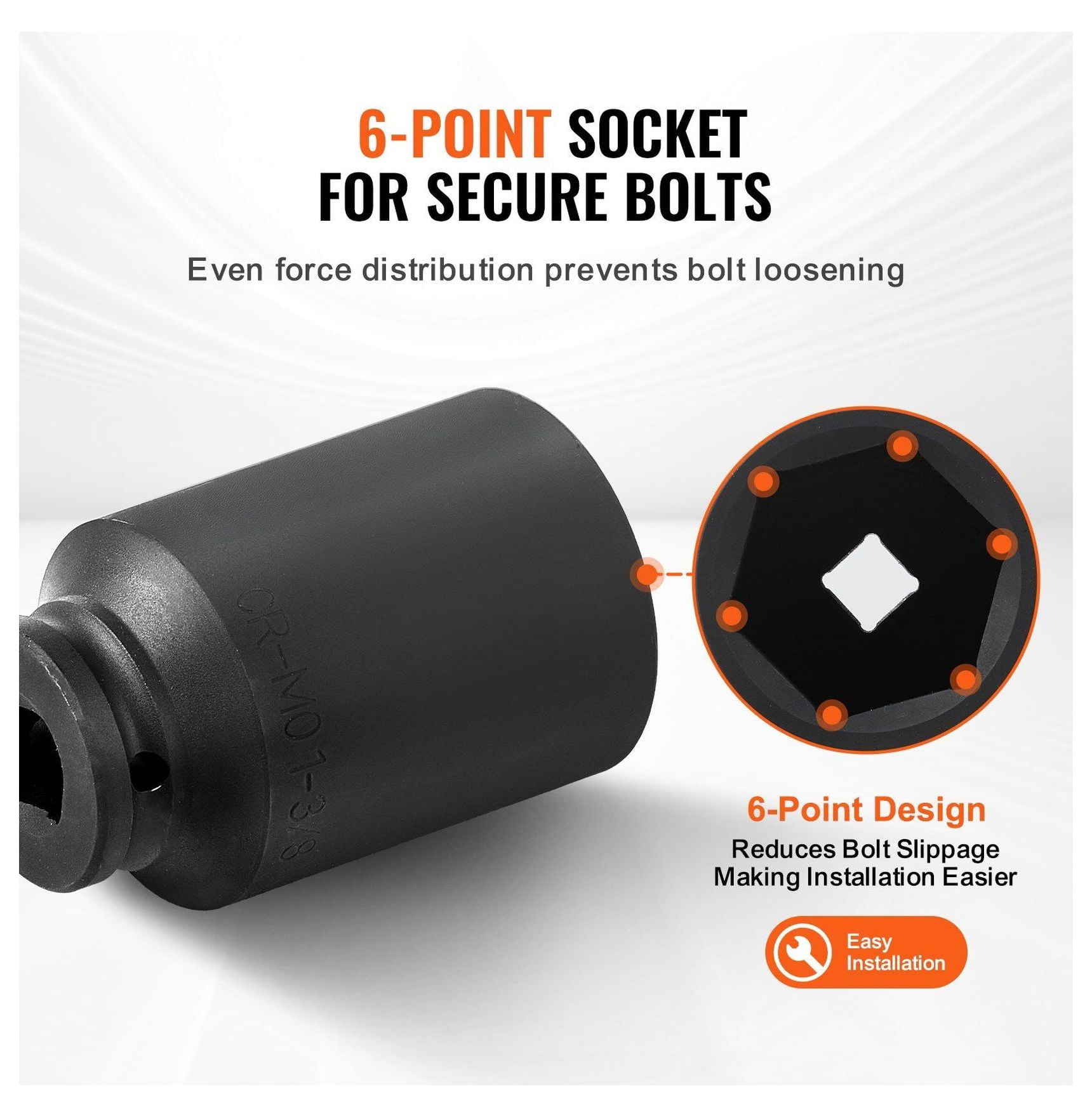 3/4" Drive Axle Nut Impact Socket Set - 8PC SAE Spindle Nut Sockets - 6-Point - CR-MO Steel - Vehicle Maintenance & Repair