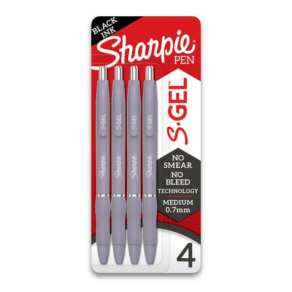 Sharpie S-Gel Pens, Medium Point (0.7mm), Violet Barrel, Black Ink, 4 Count