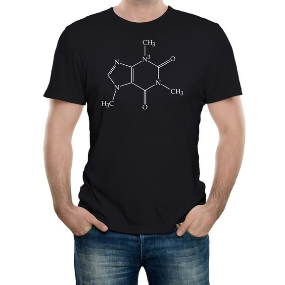 Reality Glitch Caffeine Molecule T-Shirt – Funny Science Coffee Chemistry Tee for Men