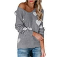 thumbnail image 2 of Aoochasliy Womens Sweaters Pullover Clearance Oversized V Neck Love Printing Casual Loose Knit Tops, 2 of 5