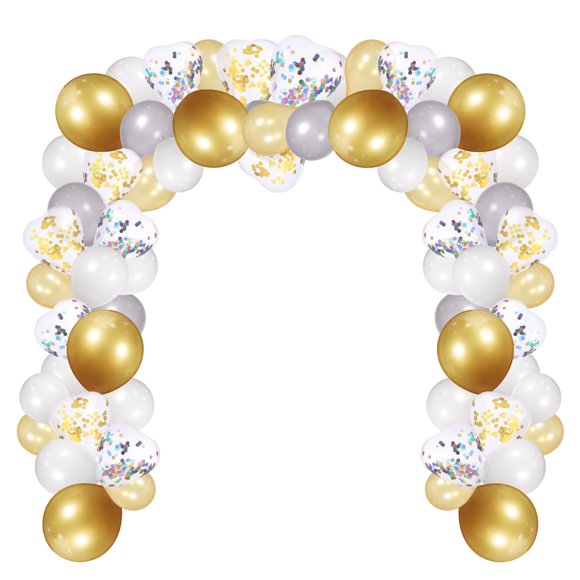 Partykindom Balloon Garland Kit Decorating Strip Set Include 1 Roll Balloon Tape Strips 1 Roll Balloon Glue 1pc Inflator 1 Roll Ribbon 100pcs Balloons for Birthday Wedding Party Decorations