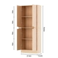 thumbnail image 3 of 71" Tall Pantry Cabinet with 4 Doors, Freestanding Larder & Kitchen Hutch Cabinet with Adjustable Shelves for Dining Room, Oak, 3 of 9