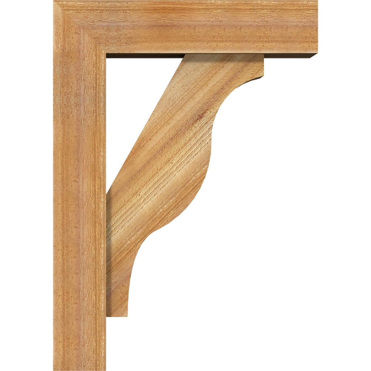 Ekena Millwork 6"W x 20"D x 28"H Funston Block Rough Sawn Bracket w/ Offset Brace, Western Red Cedar