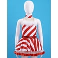 thumbnail image 6 of JanJean Kids Girls Christmas Dance Tutu Dress Sleeveless Candy Cane Striped Leotard Xmas Party Dress Red 10, 6 of 7