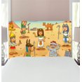 thumbnail image 2 of Cartoon Headboard, Historical Egypt Characters with Pyramids Cleopatra King Mummy Design Image, Upholstered Decorative Metal Bed Headboard with Memory Foam, Twin Size, Multicolor, by Ambesonne, 2 of 3