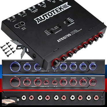 Audio-equalizer, 7-bands geluidsequalizer RCa-uitgang Ingang 12dB Hoge basaanpassing Tweekanaals digitale equalizer 3,5 mm ingang