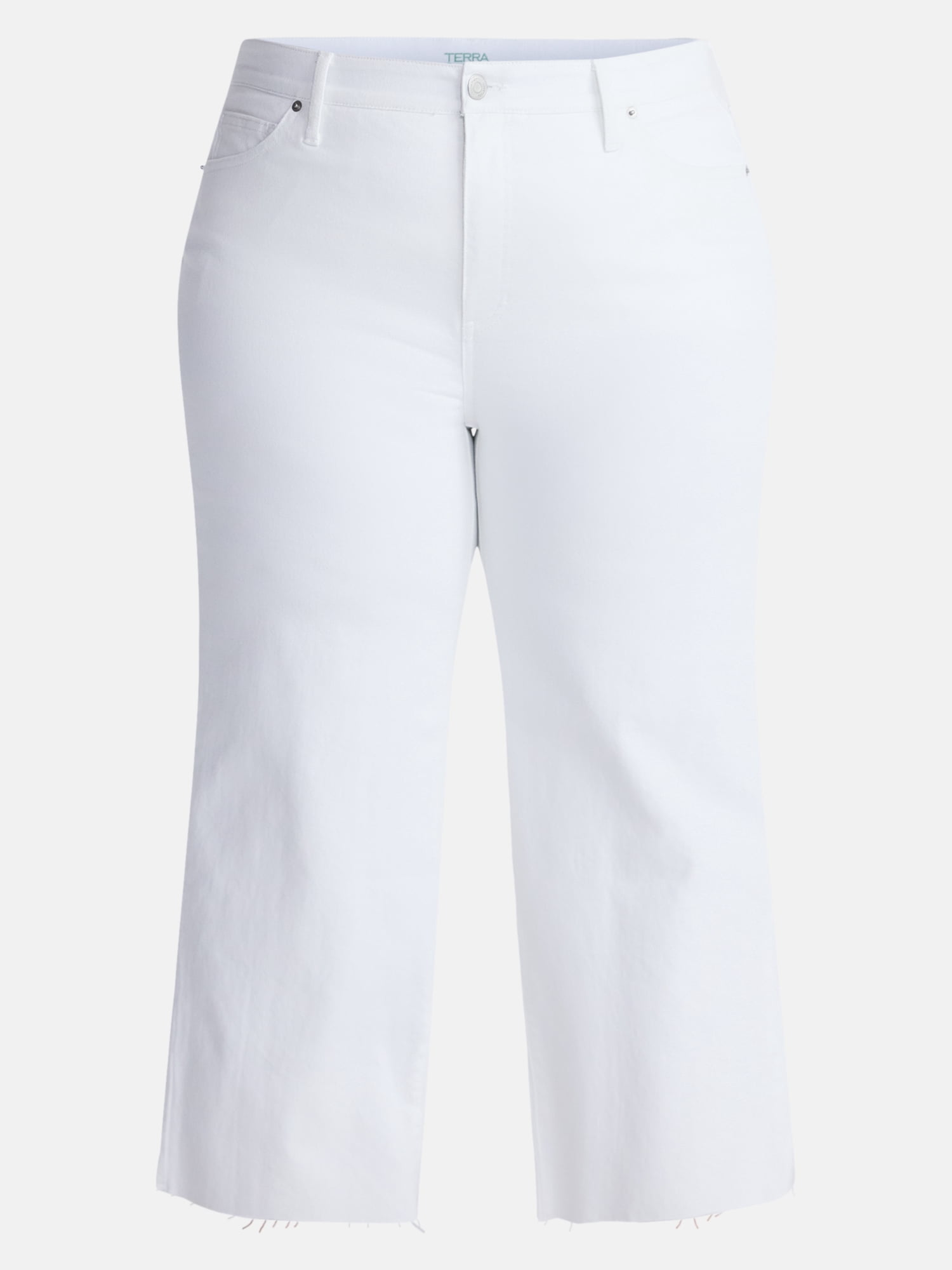 Terra & Sky Women's Plus Mid Rise Wide Leg Ankle Cut Hem Jeans, 26" Inseam, Sizes 16W-24W