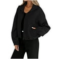 thumbnail image 2 of Women's Trendy Oversize Jacket Solid Color Lapel Long Sleeve Casual Outwear for Fall Winter, 2 of 7