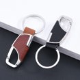 thumbnail image 1 of Llavero, llavero de acero inoxidable con cuero, servicio pesado, oficina en casa, llavero de automóvil con llavero, llavero para hombres y mujeres (Negro 2 Pcs), 1 of 5