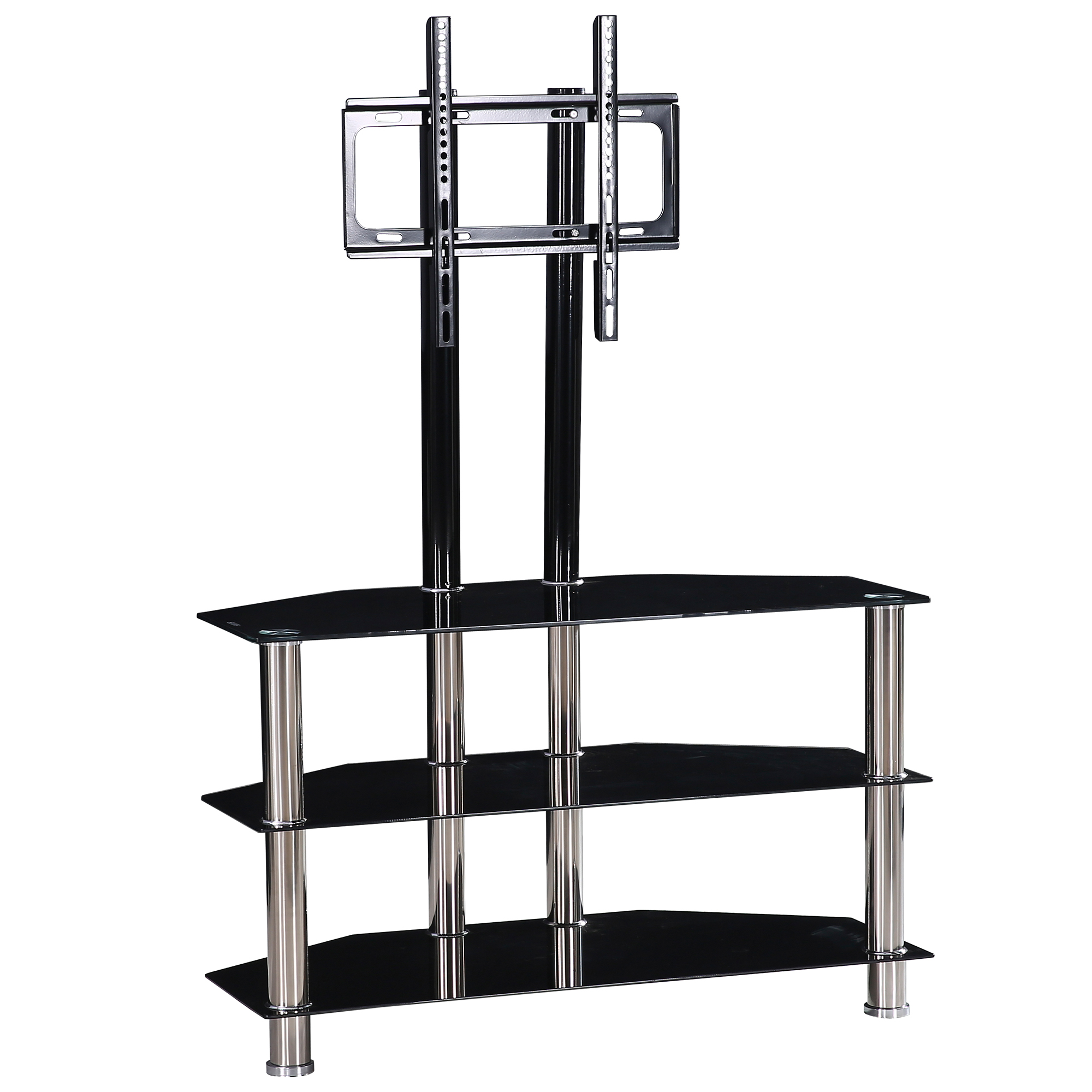 Better Home Products Ivy Tempered Glass TV Stand with Mount for 55inch TV Black