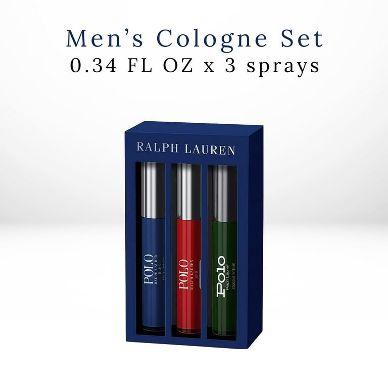 Ralph Lauren Polo Cologne for Men, 3-Piece Travel Spray Set, 0.34