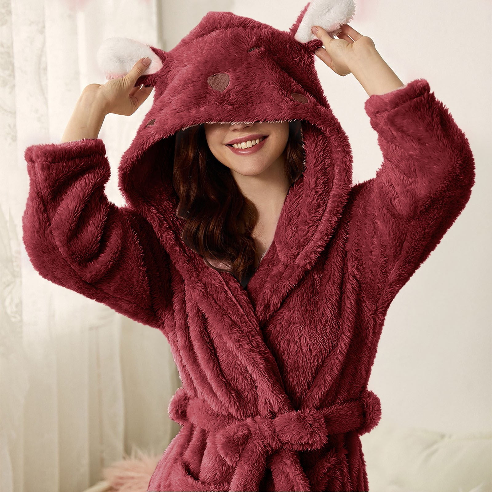 Pyjama Une Pièce à Capuche - Femme - Polaire Douce - Chaud Et Confortable - Pour Maison, Détente, Hiver - Taille Ajustable - 2