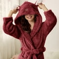 thumbnail image 6 of Womens Pajamas Double Pocket 3D Ear Hooded Flannel Bathrobe Soft And Warm Double Faced Velvet Bathrobe Pajamas And Home Wear Pajamas For Women, 6 of 9