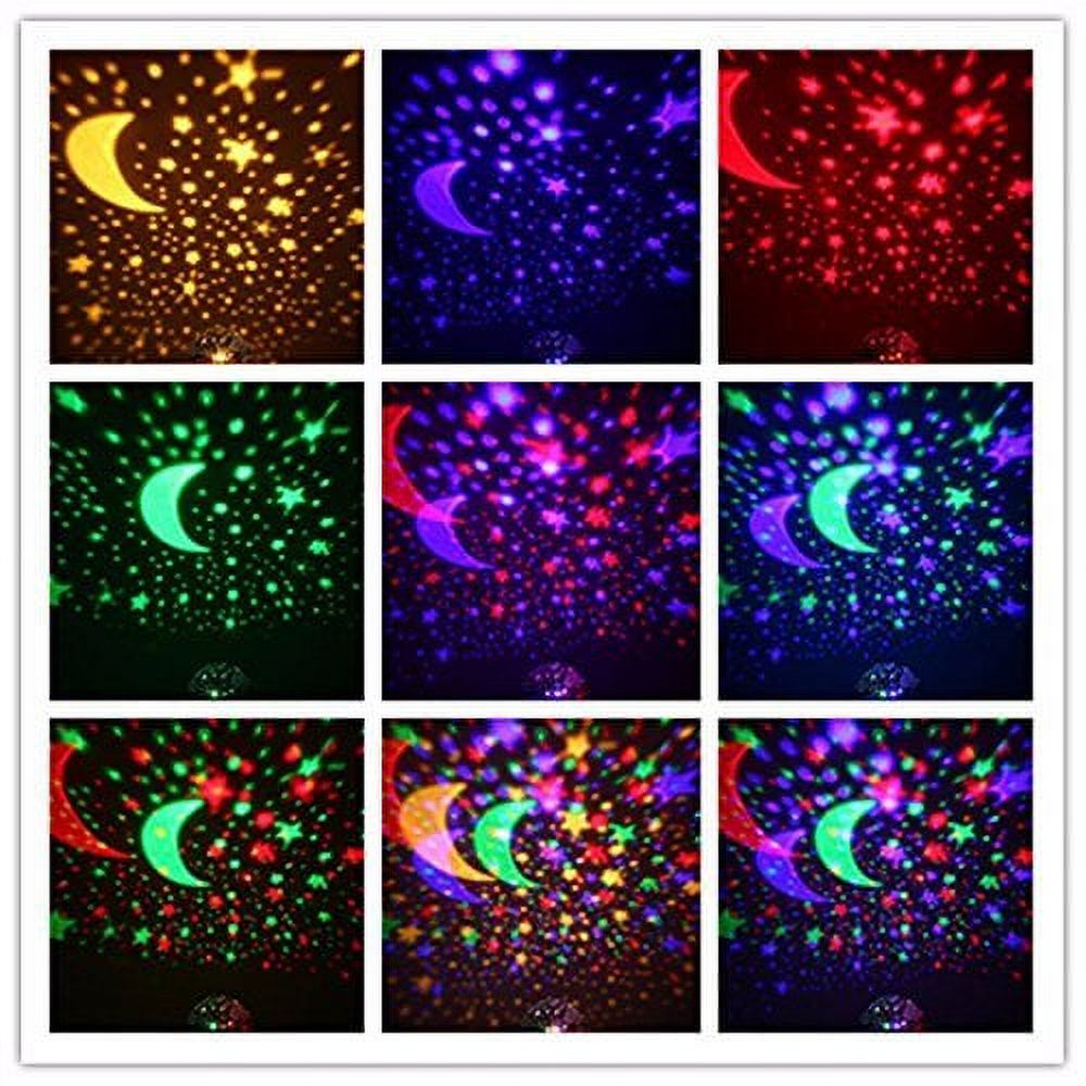 Night Light Projector ,Wrvxzio LED Starry Moon 360 Degree Rotating Cosmos Romantic Room Star Projector , Starry Moon Sky Night Projector Kid - image 3 of 8