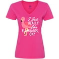 thumbnail image 3 of Inktastic I Just Really Like Flamingos Ok with Pink Flamingo Women's V-Neck T-Shirt, 3 of 5