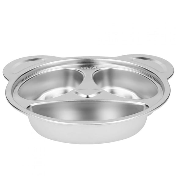 Yajisi Premium Panda-Shaped 304 Stainless Steel Children Divided Food Plate Toddler Cute Dinnerware Sectioned Serving Tray (22x19cm / 8.7x7.5 inches)