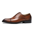thumbnail image 2 of Santimon Brown Dress Shoes for Men Cap Toe Lace-up Oxofrd Shoes Classic Formal Shoes for Wedding Party US 6.5, 2 of 8