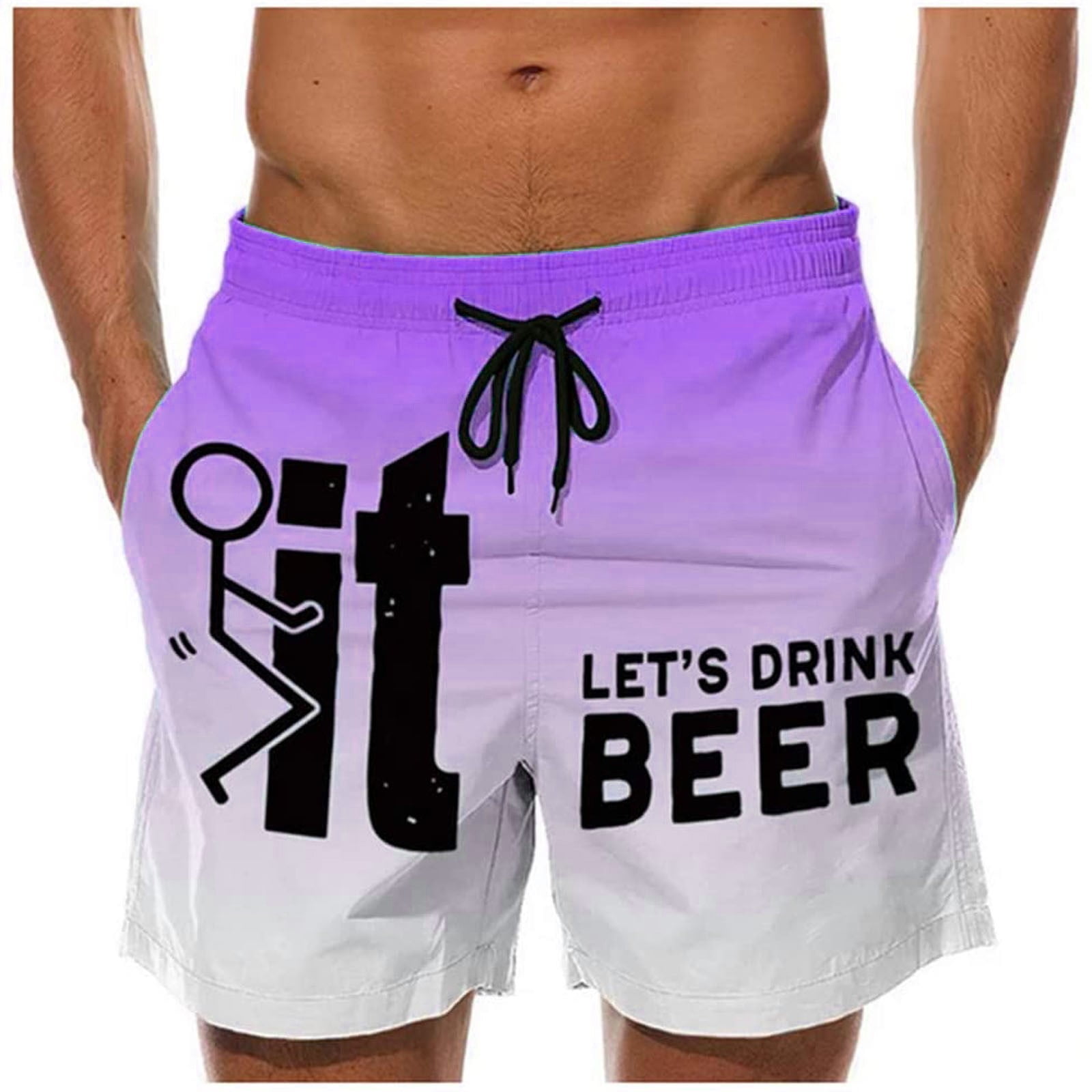 Summer Clearance Sale! TMOYZQ Mens Beer Swim Trunks with Pockets ...