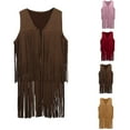 thumbnail image 5 of SGMVNU Girls Kids Fringe Vest Sleeveless Western Cowgirl Vest 60s 70s Hippie Suede Tassels Jacket for Autumn Holiday Parties, Khaki, 3-4 Years, 5 of 8