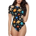 thumbnail image 2 of Picia Planets In Deep Space Womens One Piece Swimsuits Modest Tummy Control Bathing Suits Lace Up Slimming Swim Suit-Medium, 2 of 9