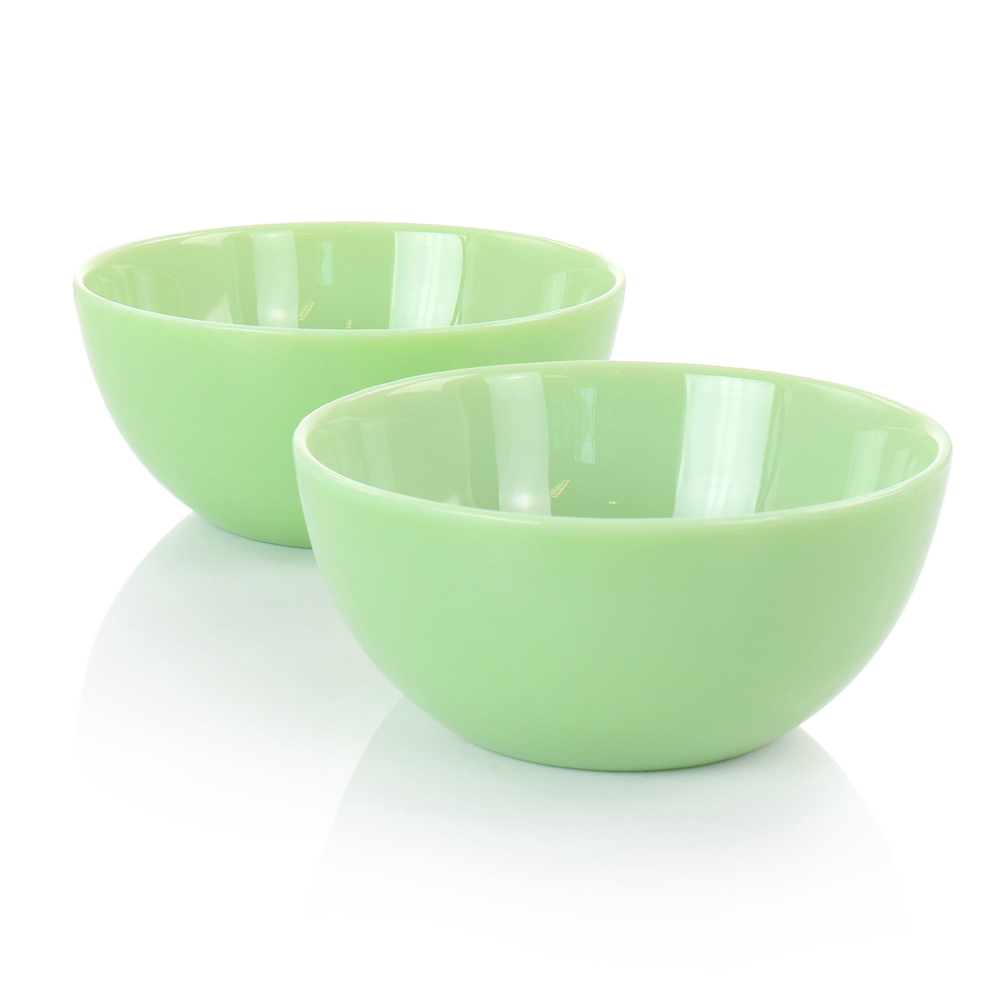 Martha Stewart Everyday Jadeite Glass 2-Piece Bowl Set, 6", Jade Green