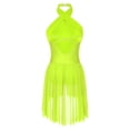 thumbnail image 4 of YUUMIN Women Sleeveless Halter Neck Lyrical Dance Dress Ballet Leotard Gymnastics Jazz Modern Fluorescent Yellow S, 4 of 7