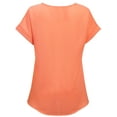 thumbnail image 2 of KOGMO Womens Short Sleeve V Neck Solid Woven Top Tee (S-3X), 2 of 6