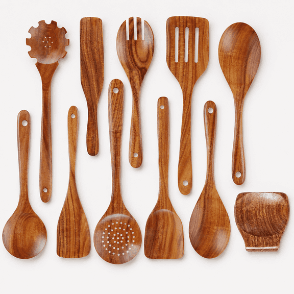 Wooden Kitchen Cooking Spoon and Spatula (Pack of 11 Piece)