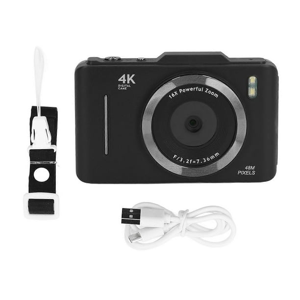 4K Digital Camera 48MP 2.8 Inch IPS HD Screen 16X Digital Zoom Autofocus Portable Pocket Video Camera for Travel Vlogging Black
