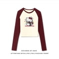 thumbnail image 1 of Sanrioed-Camiseta de manga corta con dibujos animados para niñas, Top corto con estampado de My Melody, Cinnamoroll, Kuromi, Kawaii, 1 of 4