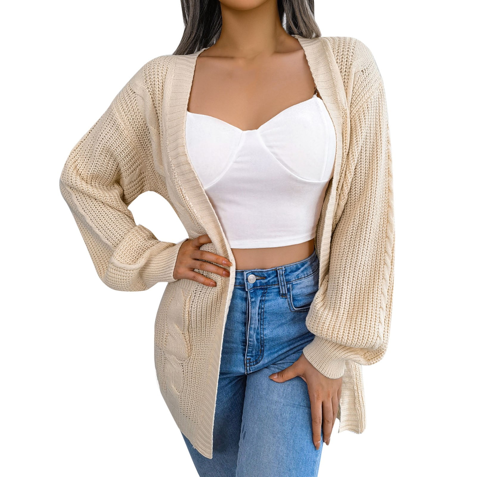 Danielle Bernstein Trendy Plus Size Oversized Cable Cardigan, Created