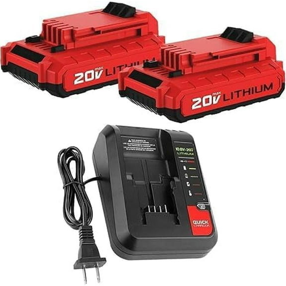 2PACK 3.0Ah 20Vmax PCC680L Li-ion Battery and PCC692L Charger Replace for Porter Cable 18V/20V Battery Compatible with Porter Cable Battery PCC680L, PCC681L, PCC682L, PCC685L, PCC685LP, PCC699L
