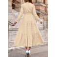thumbnail image 4 of Vestido PRETTYGARDEN Otoño 2025 Manga Larga Cuello en V Beige Talla L, 4 of 8