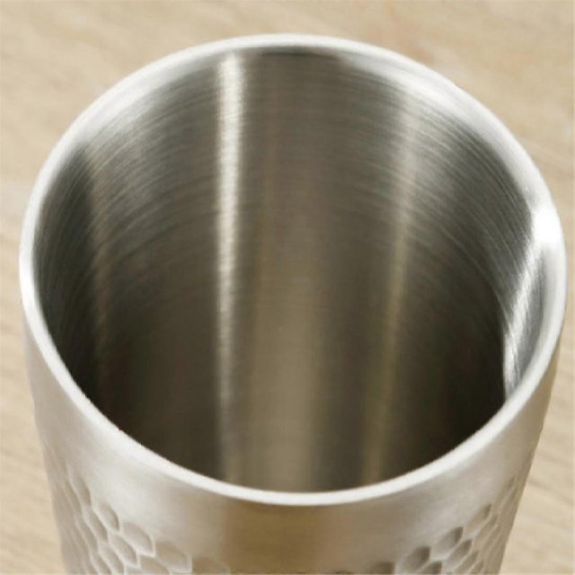 Double-Wall Keep Cold Beer Cup 304 Stainless Steel Mug Hammered Texture Water Mugs Coffee Travel Mu